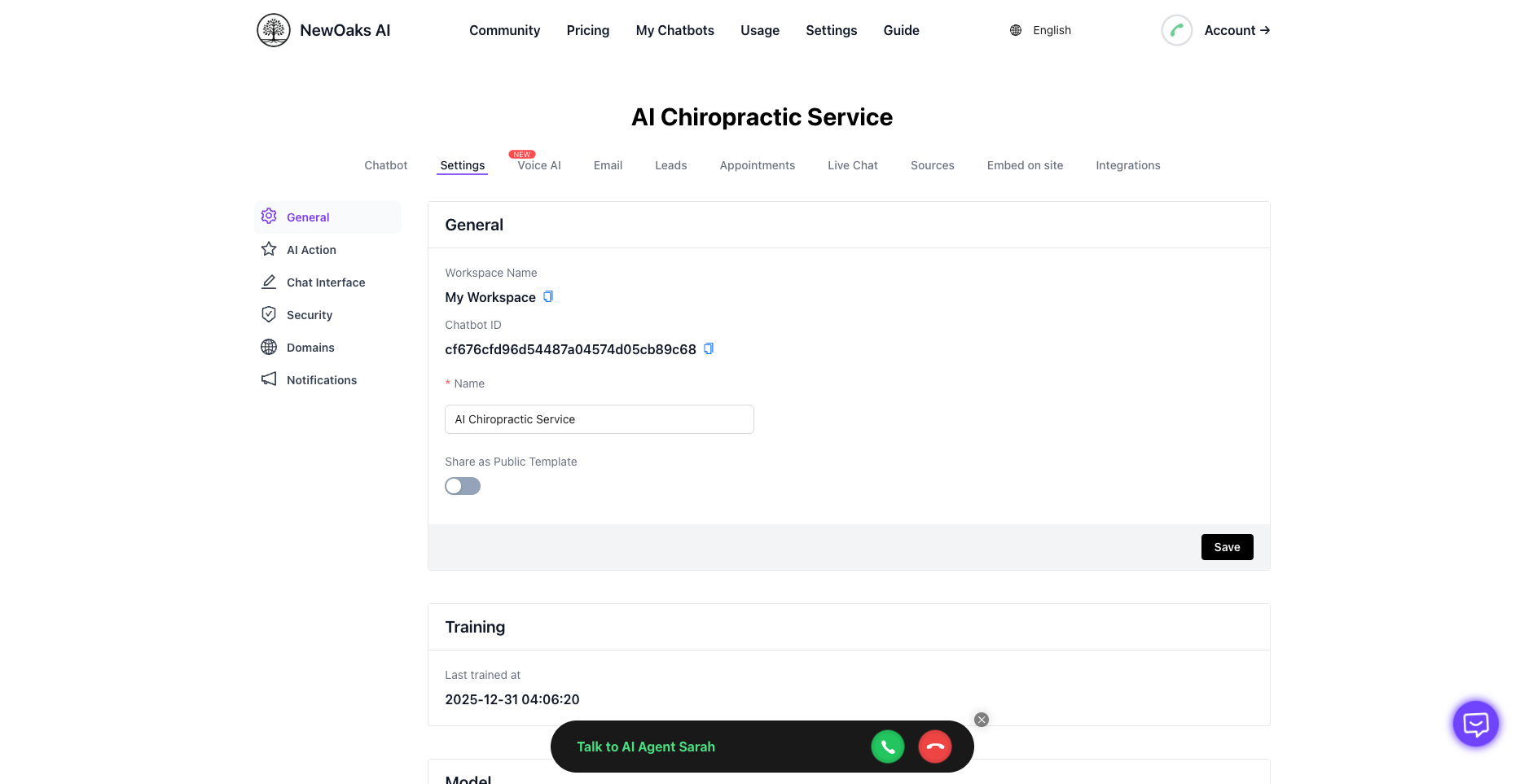 Chatbot General Settings