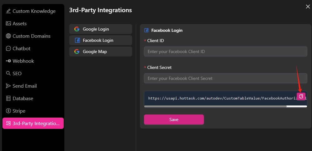 copy facebook redirect url