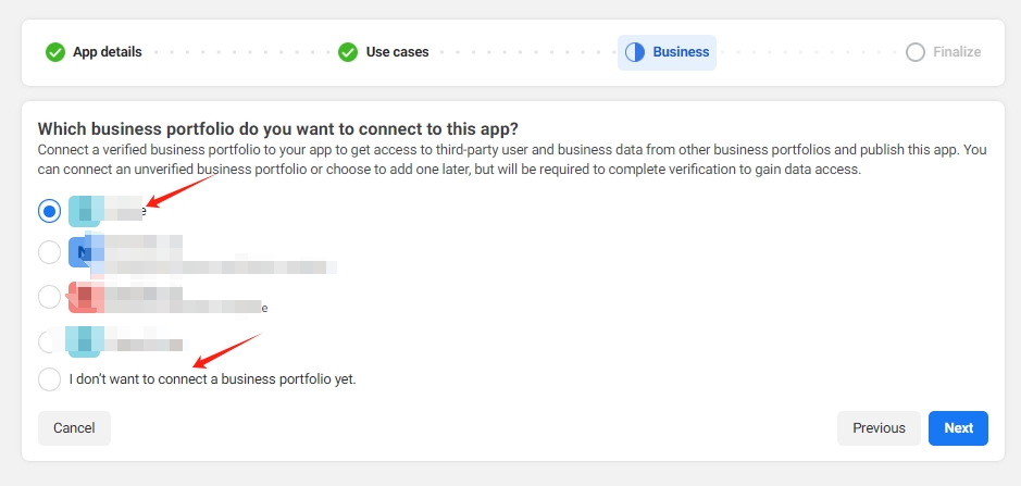 select business in create app