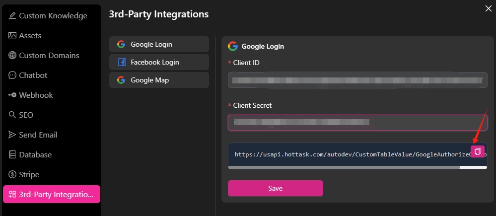 copy google redirect url